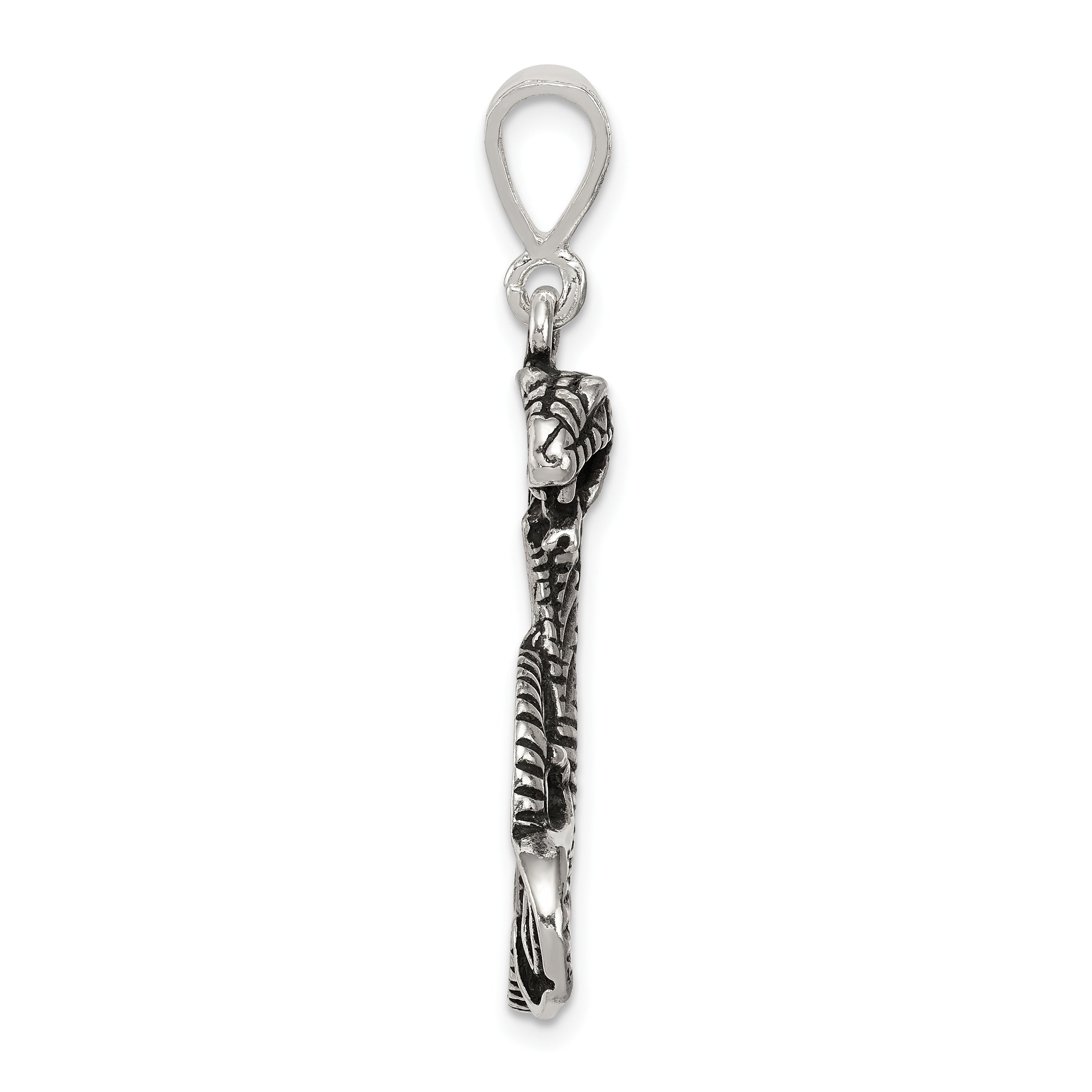 Sterling Silver 925 Men's Antiqued Snake Pendant Secondary image