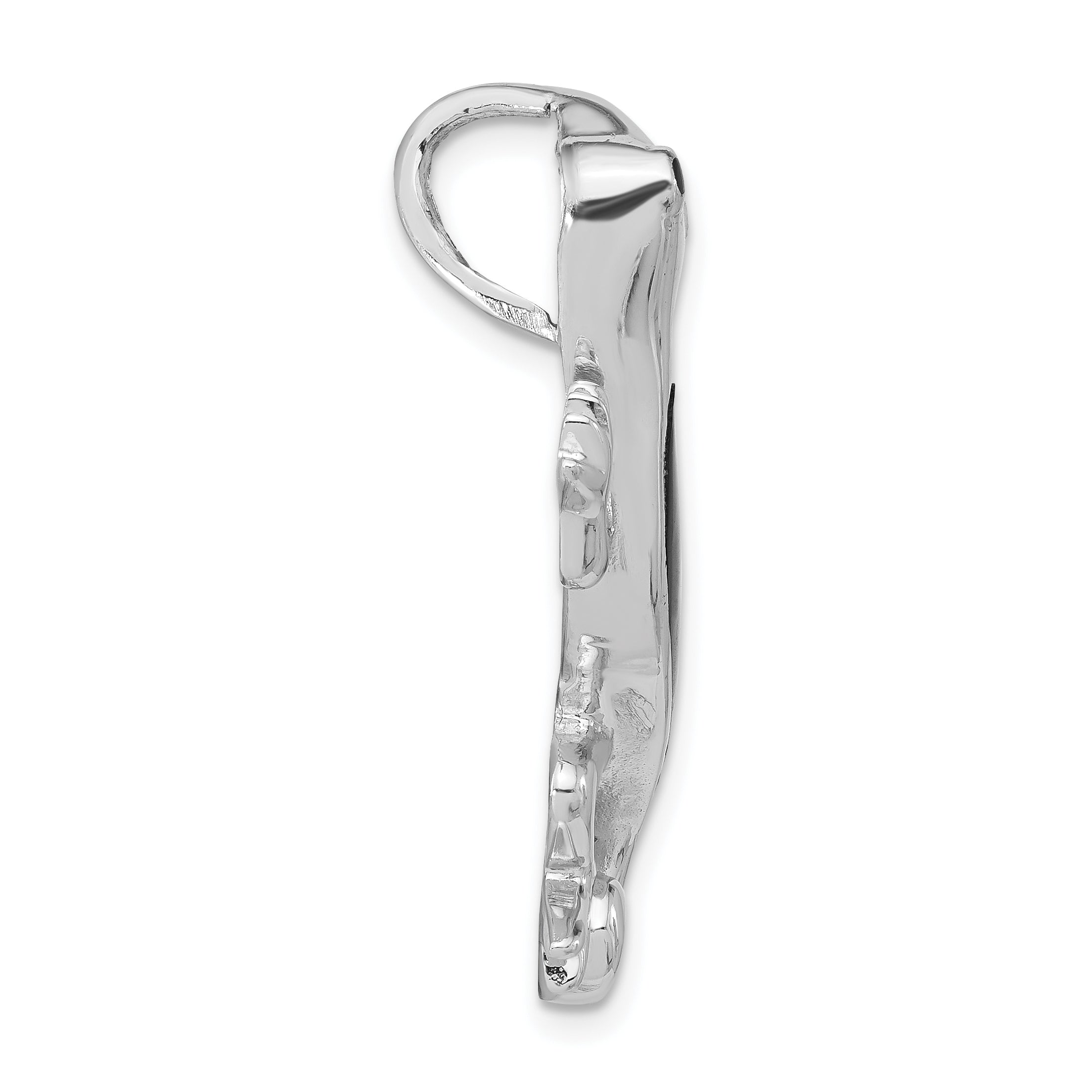 Sterling Silver 925 Gecko Pendant with Black Enamel Unisex Polished Finish
