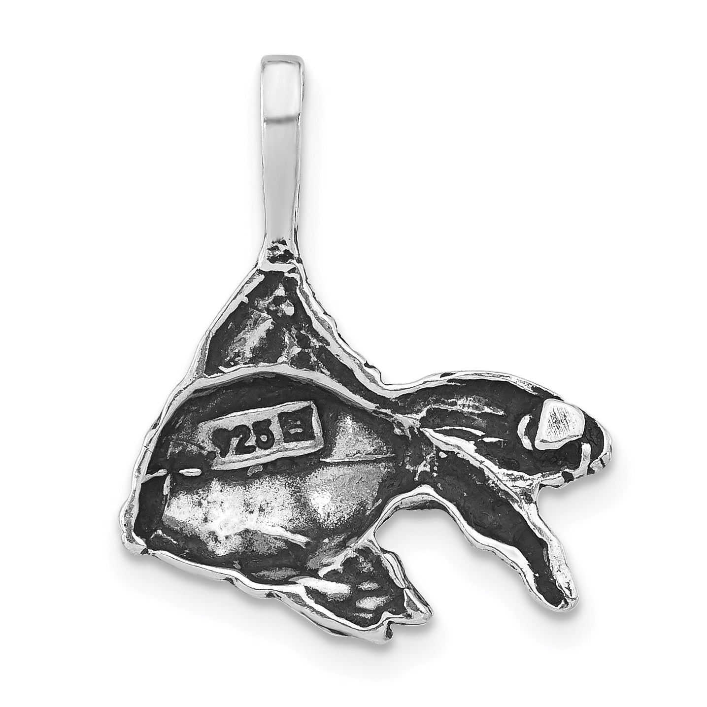 Sterling Silver 925 Unisex Goldfish Pendant with Antiqued Finish