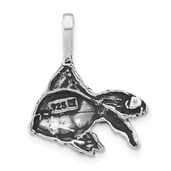 Sterling Silver 925 Unisex Goldfish Pendant with Antiqued Finish