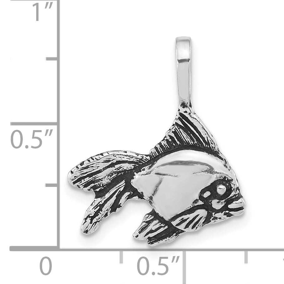 Sterling Silver 925 Unisex Goldfish Pendant with Antiqued Finish