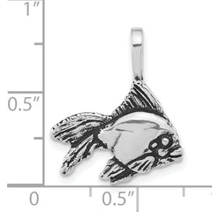 Sterling Silver 925 Unisex Goldfish Pendant with Antiqued Finish