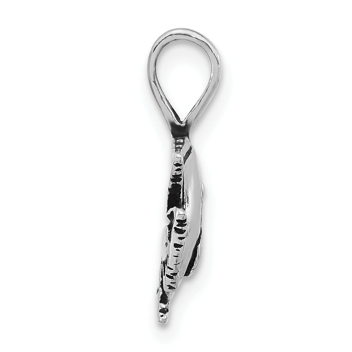 Sophia Jewelers Sterling Silver 925 Fish Pendant with Antiqued Texture
