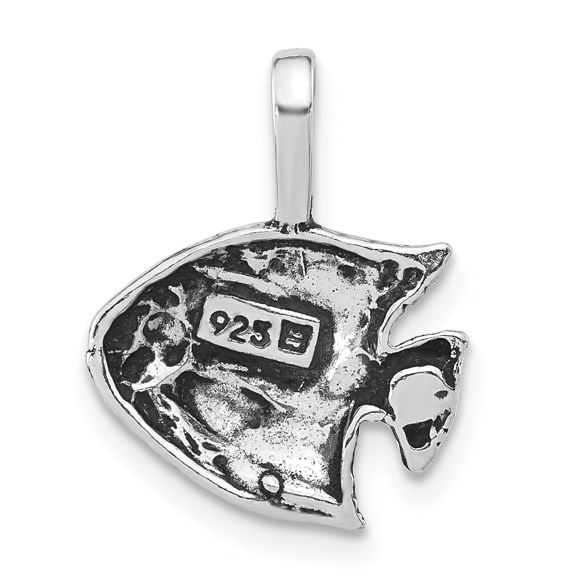 Sophia Jewelers Sterling Silver 925 Fish Pendant with Antiqued Texture