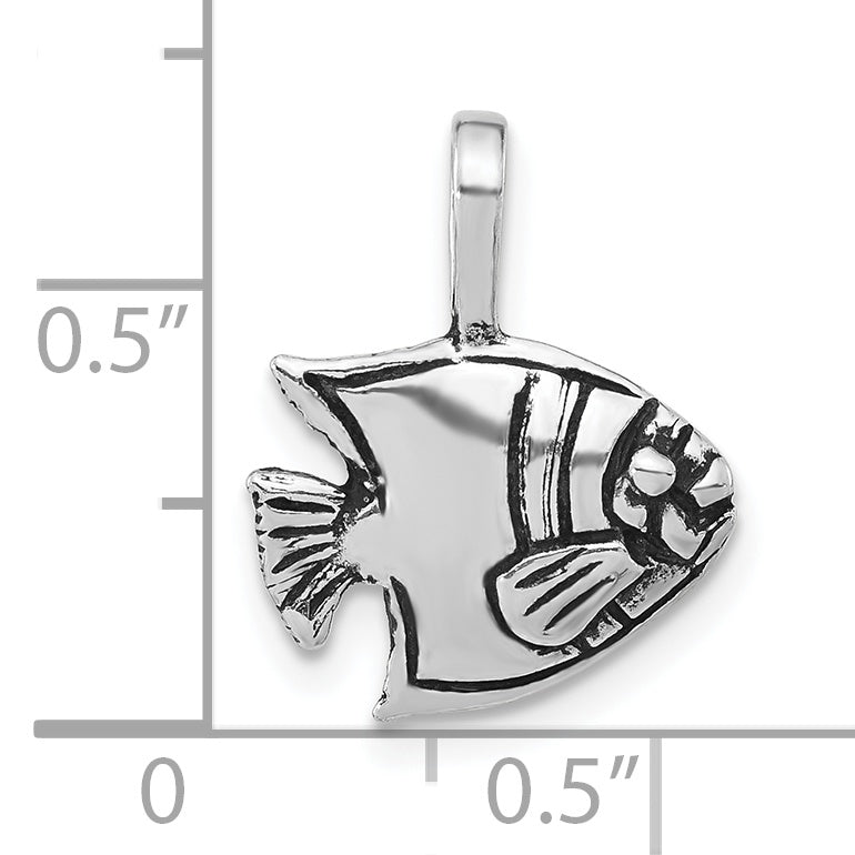 Sophia Jewelers Sterling Silver 925 Fish Pendant with Antiqued Texture