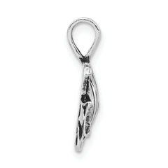 Sterling Silver 925 Unisex Textured Fish Pendant with Antiqued Finish