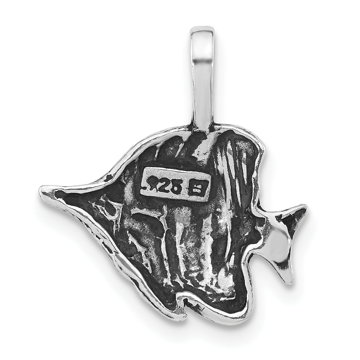 Sterling Silver 925 Unisex Textured Fish Pendant with Antiqued Finish