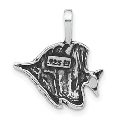 Sterling Silver 925 Unisex Textured Fish Pendant with Antiqued Finish