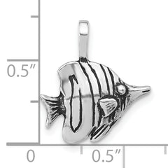 Sterling Silver 925 Unisex Textured Fish Pendant with Antiqued Finish