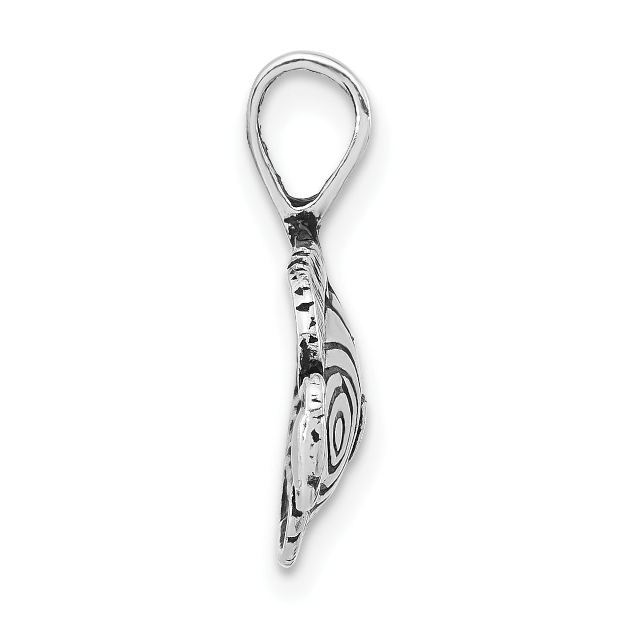 Sterling Silver 925 Unisex Textured Fish Pendant with Antiqued Finish