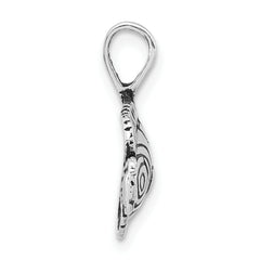 Sterling Silver 925 Unisex Textured Fish Pendant with Antiqued Finish