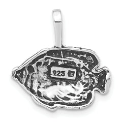 Sterling Silver 925 Unisex Textured Fish Pendant with Antiqued Finish