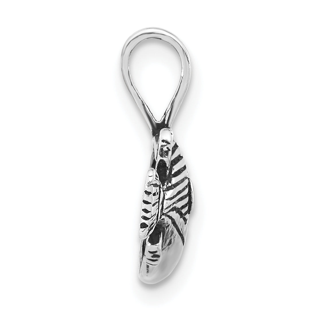 Sterling Silver 925 Unisex Fish Pendant with Antiqued Polished Finish