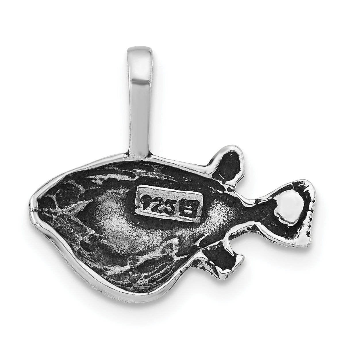 Sterling Silver 925 Unisex Fish Pendant with Antiqued Polished Finish