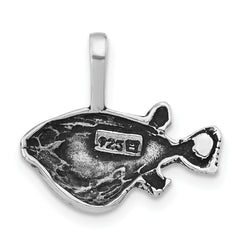 Sterling Silver 925 Unisex Fish Pendant with Antiqued Polished Finish