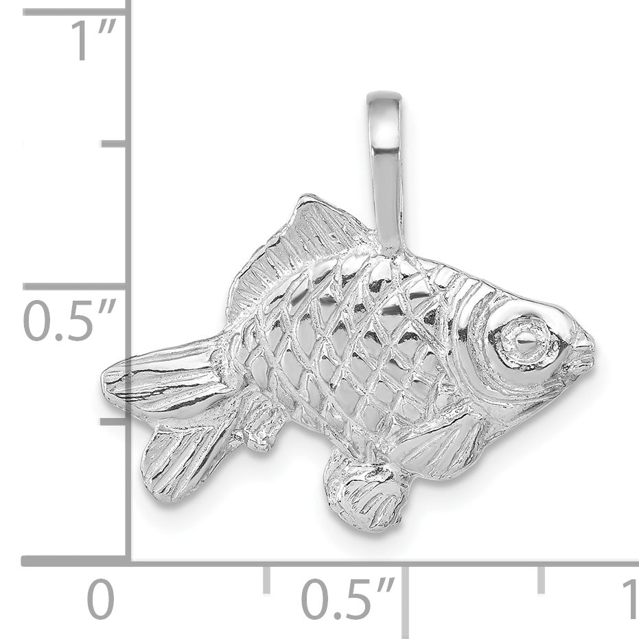 Sterling Silver Goldfish Pendant with Textured Polished Finish Unisex