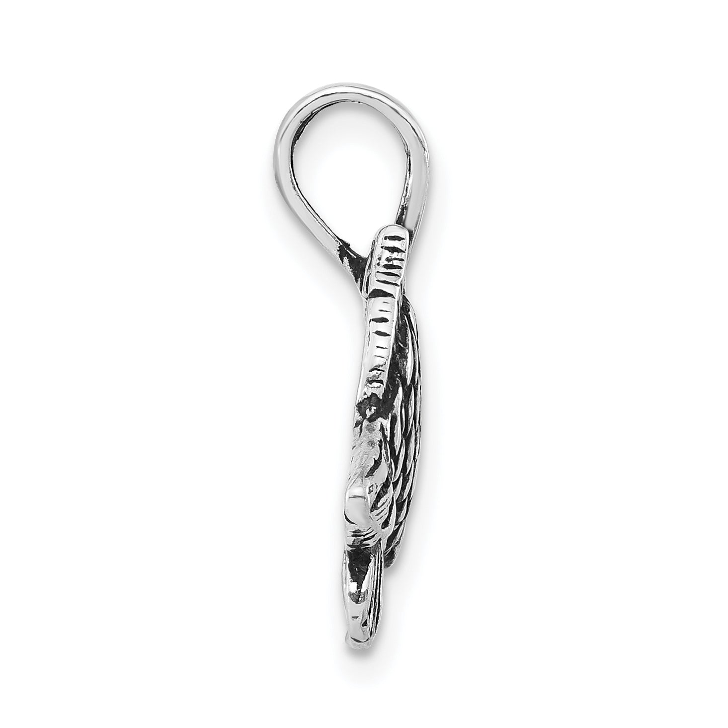 Sterling Silver 925 Goldfish Pendant with Antiqued Textured Finish Unisex