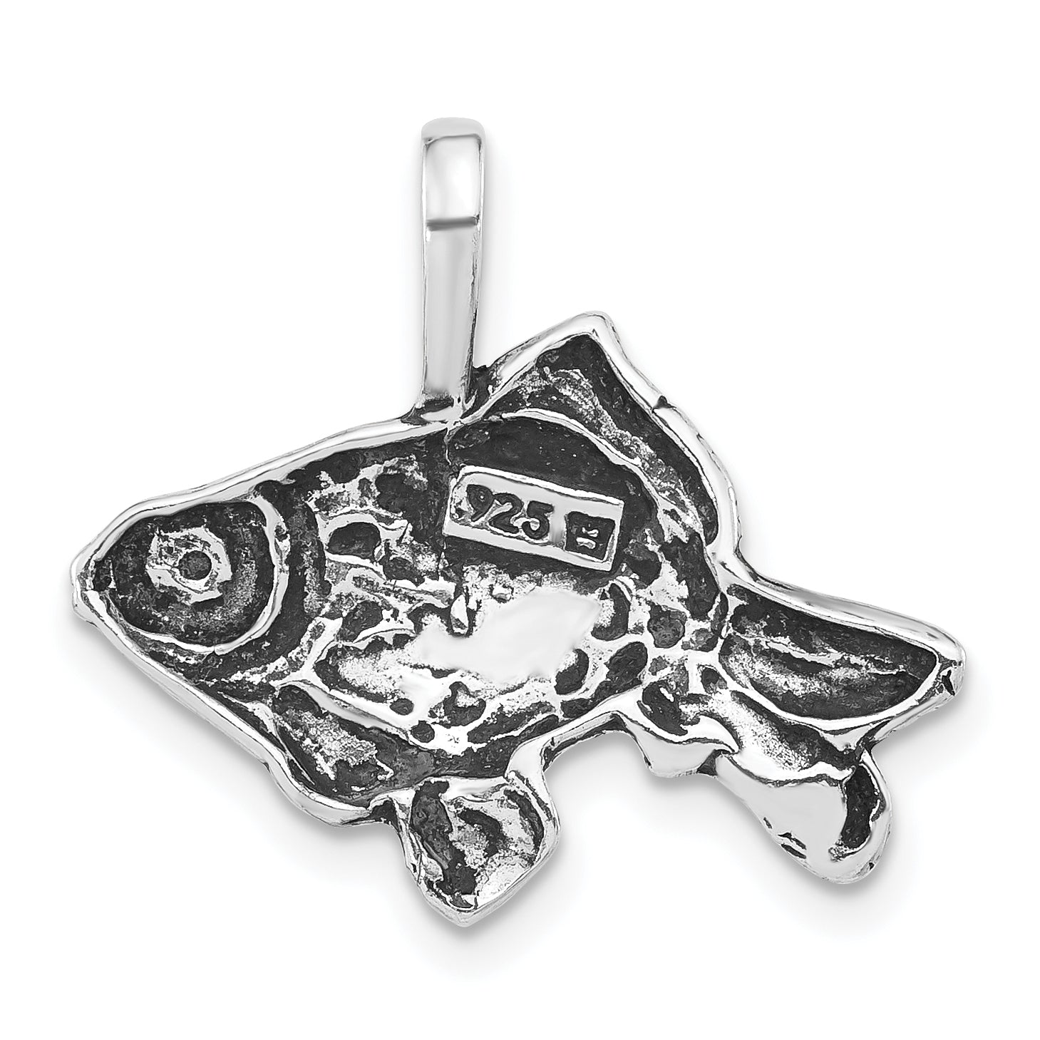 Sterling Silver 925 Goldfish Pendant with Antiqued Textured Finish Unisex