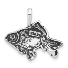 Sterling Silver 925 Goldfish Pendant with Antiqued Textured Finish Unisex