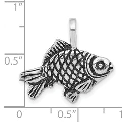 Sterling Silver 925 Goldfish Pendant with Antiqued Textured Finish Unisex