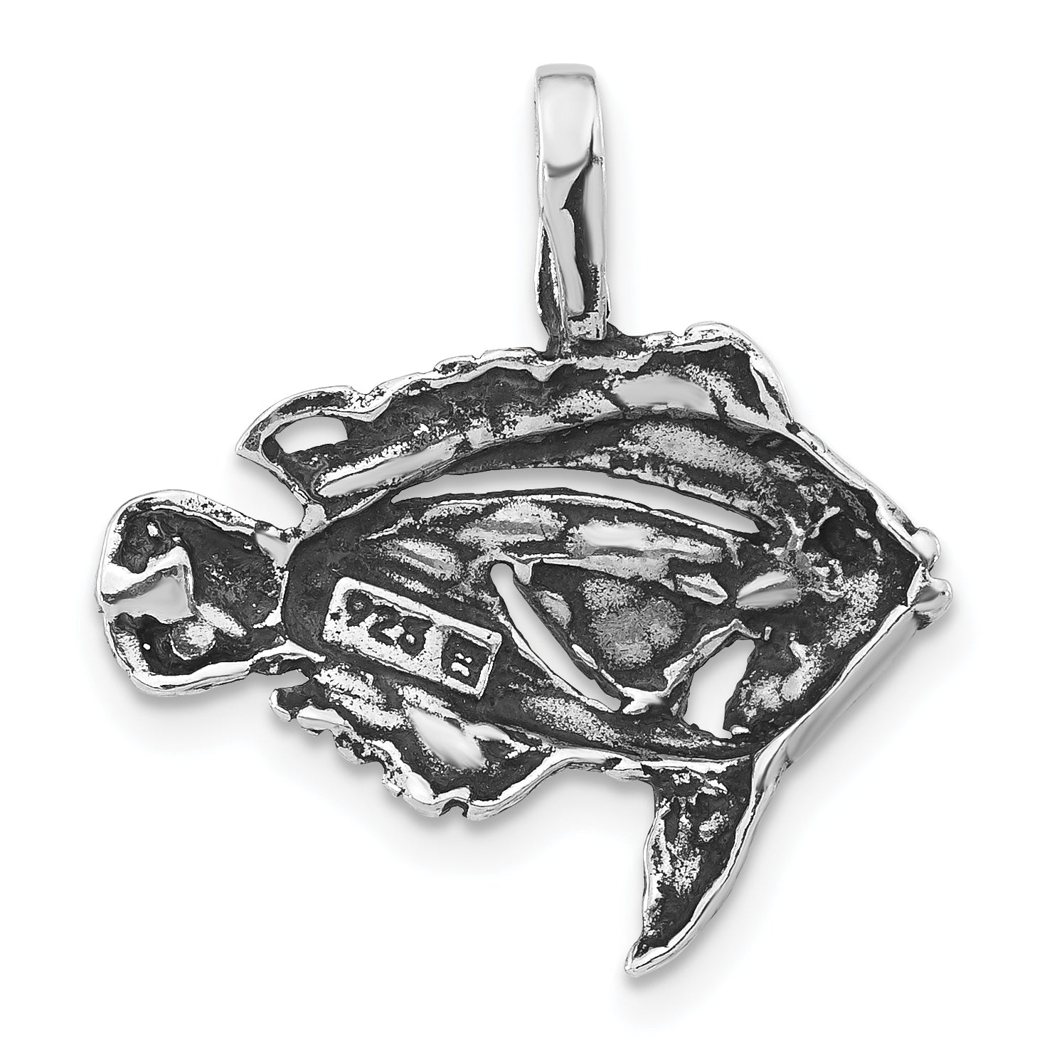 Sterling Silver 925 Fish Pendant with Antiqued Texture Unisex