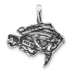 Sterling Silver 925 Fish Pendant with Antiqued Texture Unisex