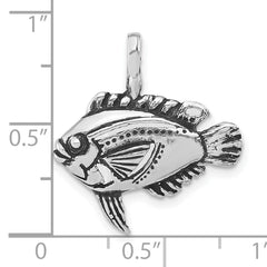 Sterling Silver 925 Fish Pendant with Antiqued Texture Unisex