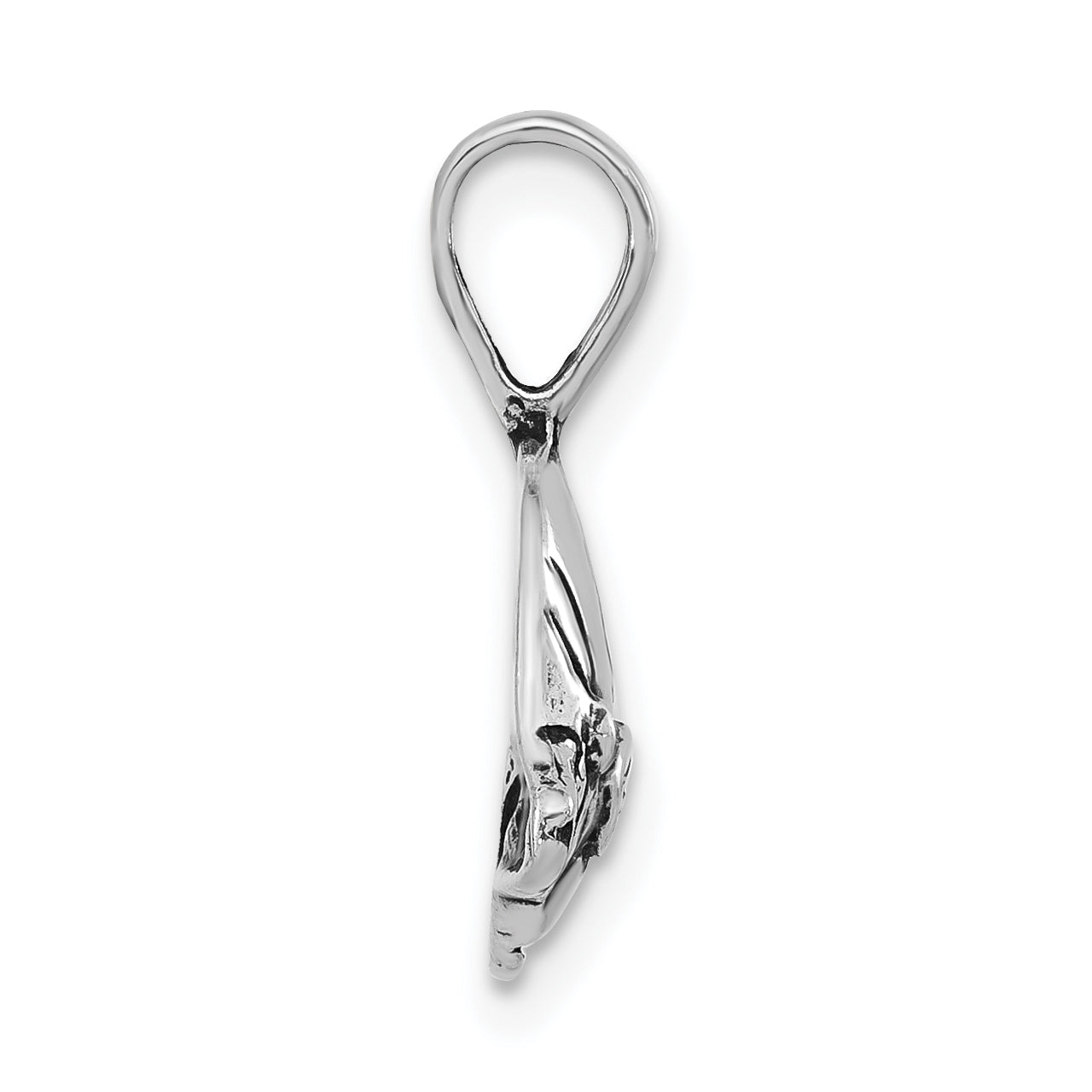 Sterling Silver 925 Unisex Antiqued Fish Pendant Polished Charm
