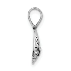Sterling Silver 925 Unisex Antiqued Fish Pendant Polished Charm