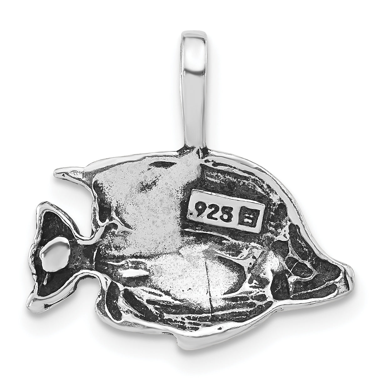 Sterling Silver 925 Unisex Antiqued Fish Pendant Polished Charm