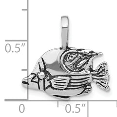 Sterling Silver 925 Unisex Antiqued Fish Pendant Polished Charm