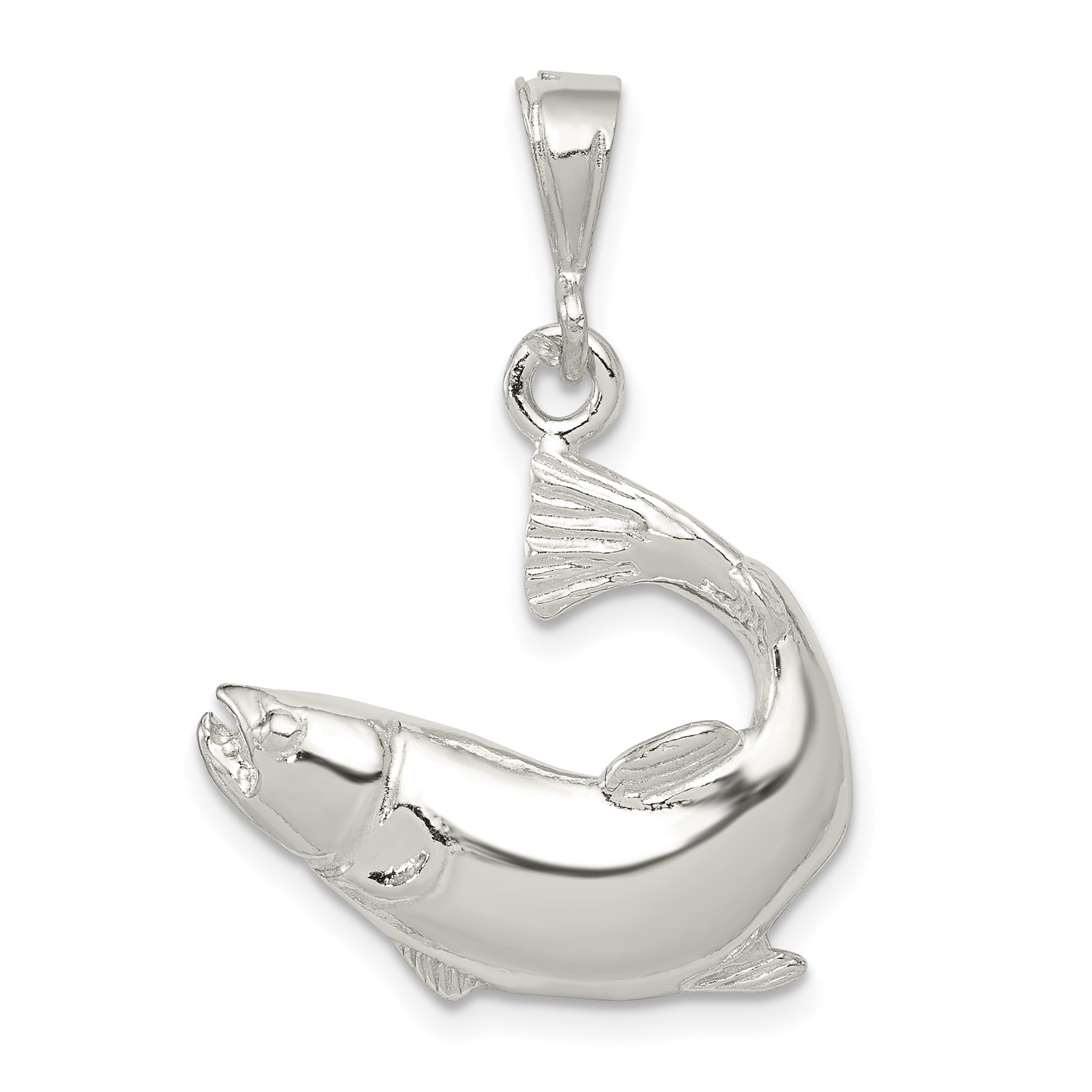 Sterling Silver Polished Salmon Pendant Main image