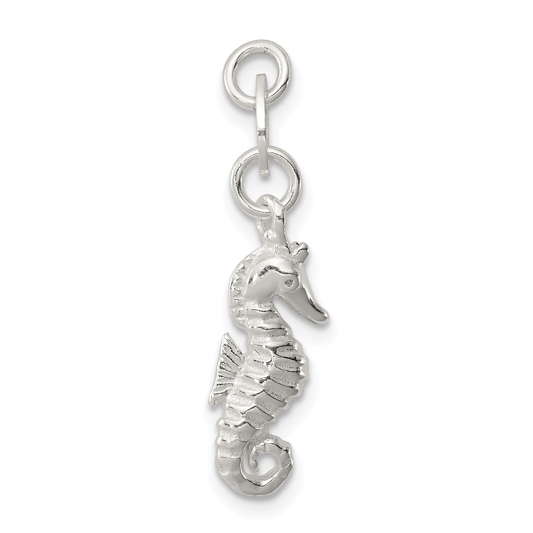 Sterling Silver Polished and Textured Seahorse Charm Main image