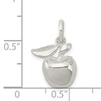 Sophia Jewelers Sterling Silver 925 Polished Apple Pendant with Anti-Tarnish Finish