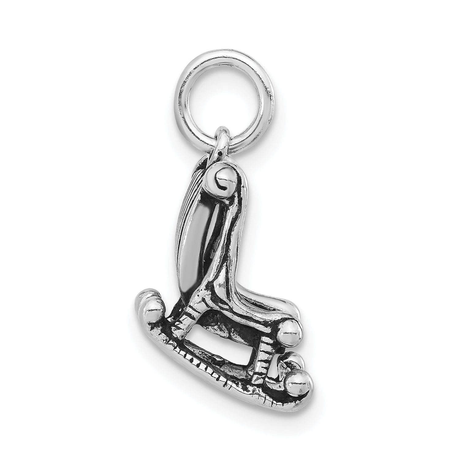 Sterling Silver 925 Rocking Chair Pendant with Polished Antiqued Finish Unisex
