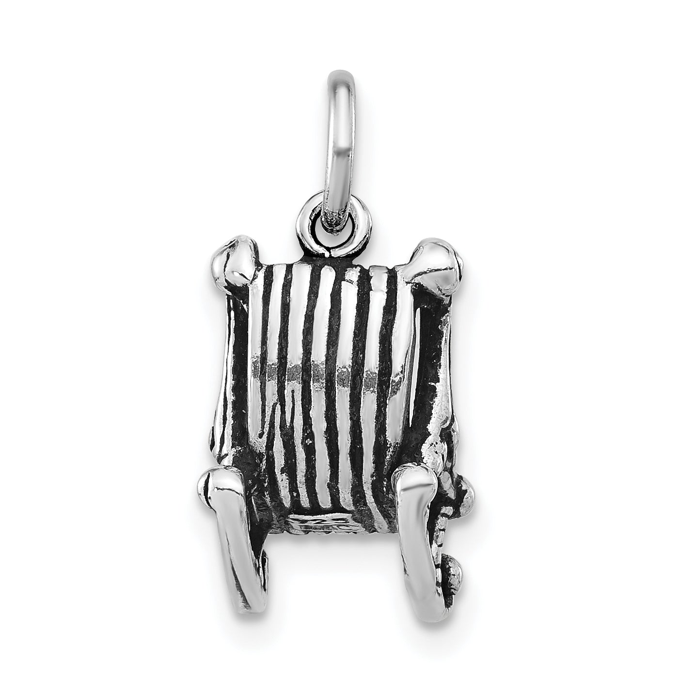 Sterling Silver 925 Rocking Chair Pendant with Polished Antiqued Finish Unisex