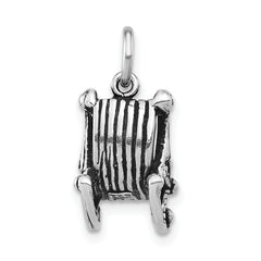 Sterling Silver 925 Rocking Chair Pendant with Polished Antiqued Finish Unisex