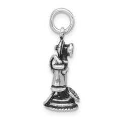 Sterling Silver 3D Antiqued Phone Pendant Unisex Vintage Charm