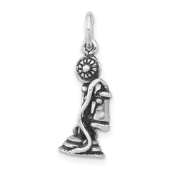 Sterling Silver 3D Antiqued Phone Pendant Unisex Vintage Charm