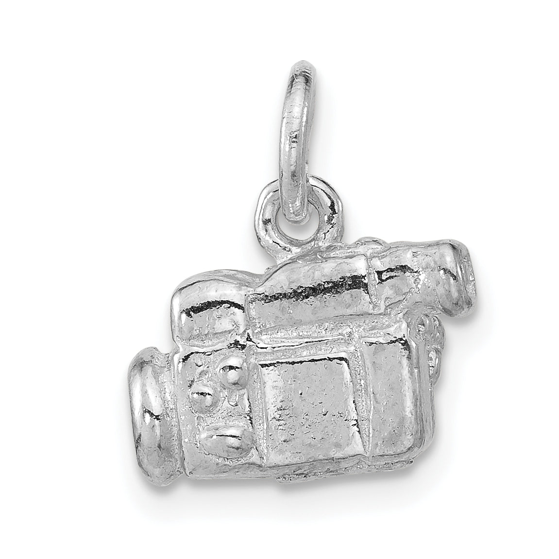 Sterling Silver 925 3D Video Camera Pendant Polished Unisex