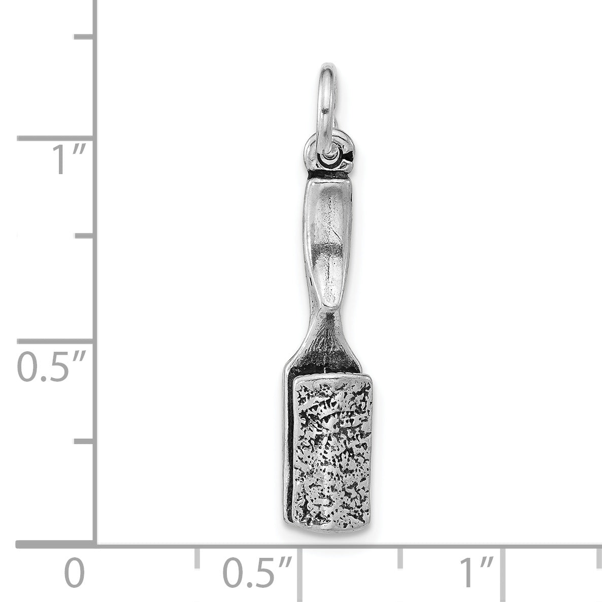 Sterling Silver 925 Polished Antiqued 3D Hair Brush Pendant for Women