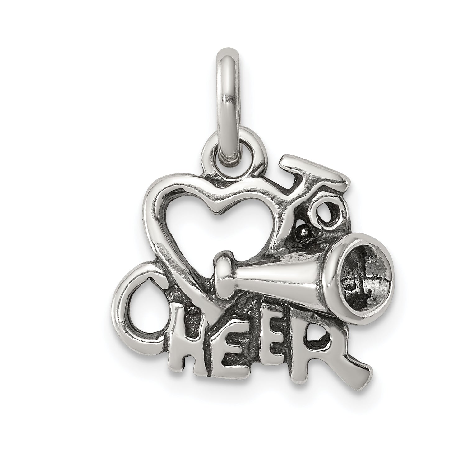 Sterling Silver Polished Antiqued I Love Cheer Pendant Main image