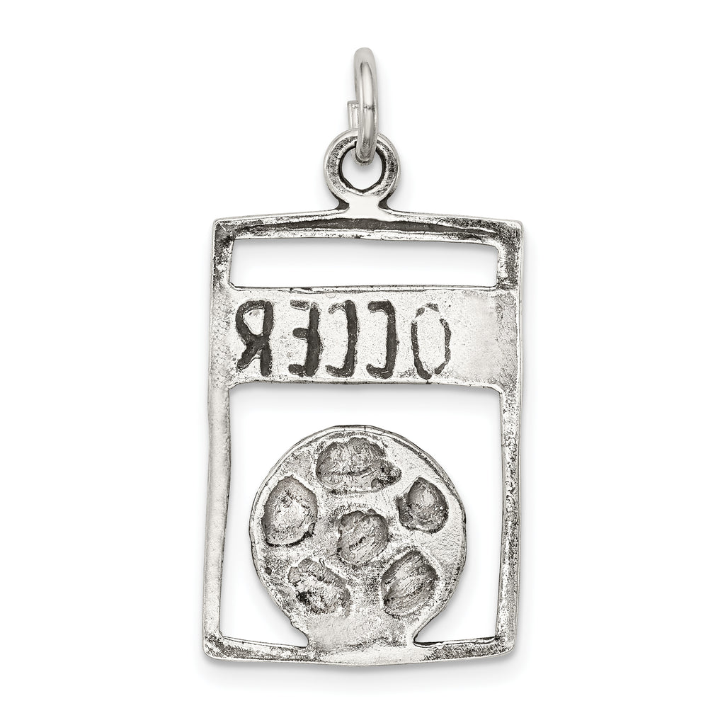 Sterling Silver 925 Antique Soccer Pendant with Polished Solid Finish