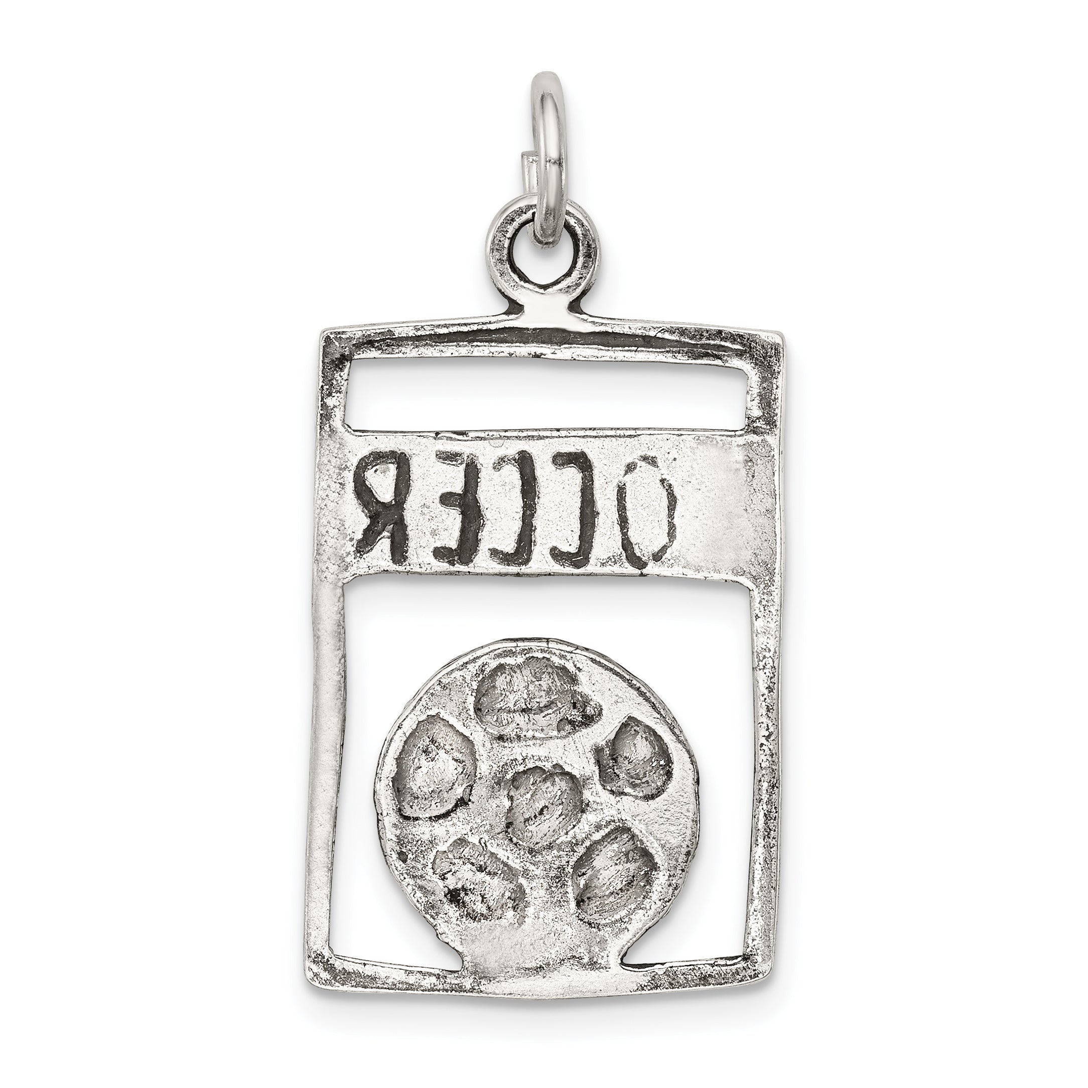 Sterling Silver 925 Antique Soccer Pendant with Polished Solid Finish
