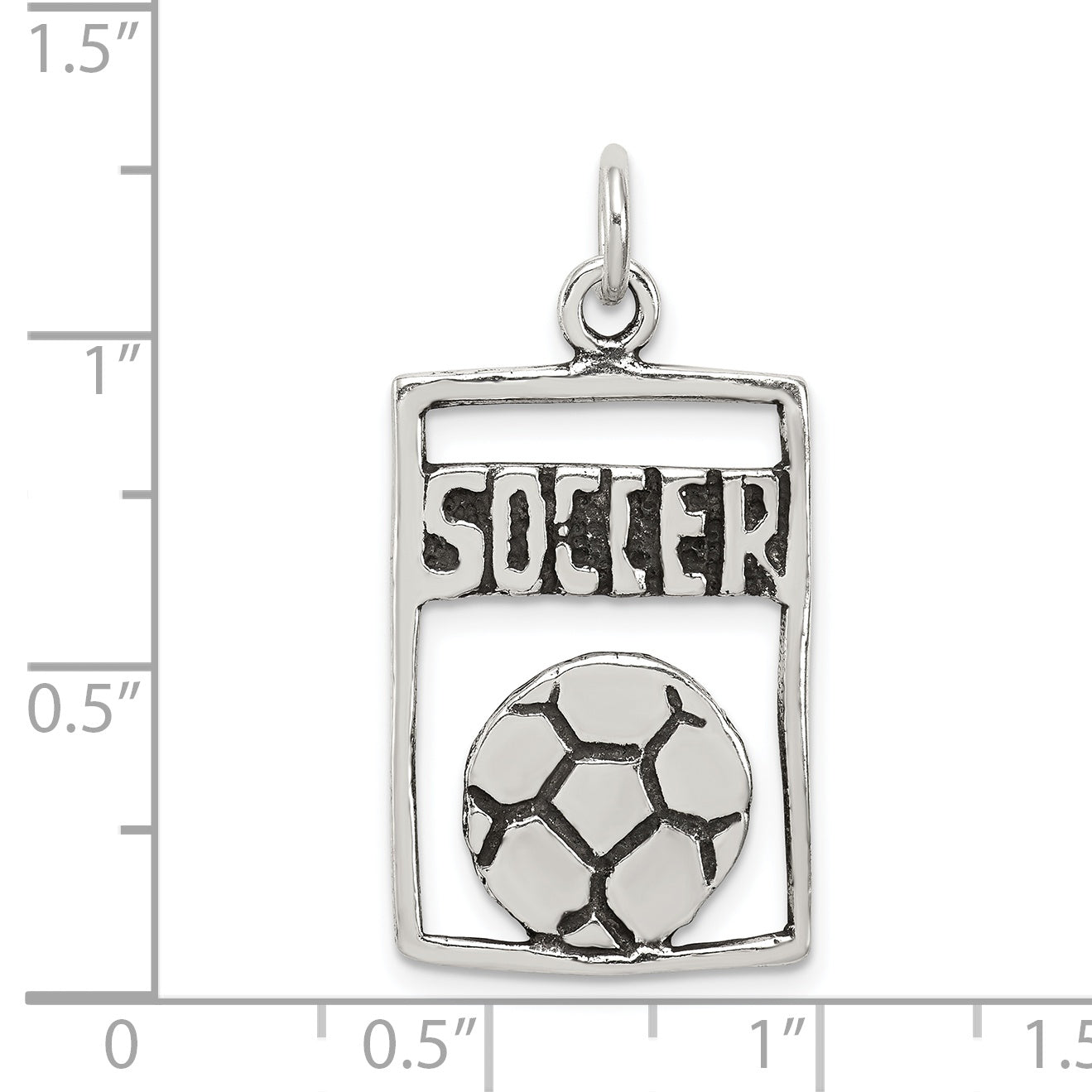 Sterling Silver 925 Antique Soccer Pendant with Polished Solid Finish