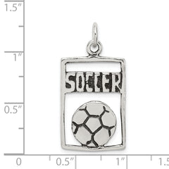 Sterling Silver 925 Antique Soccer Pendant with Polished Solid Finish