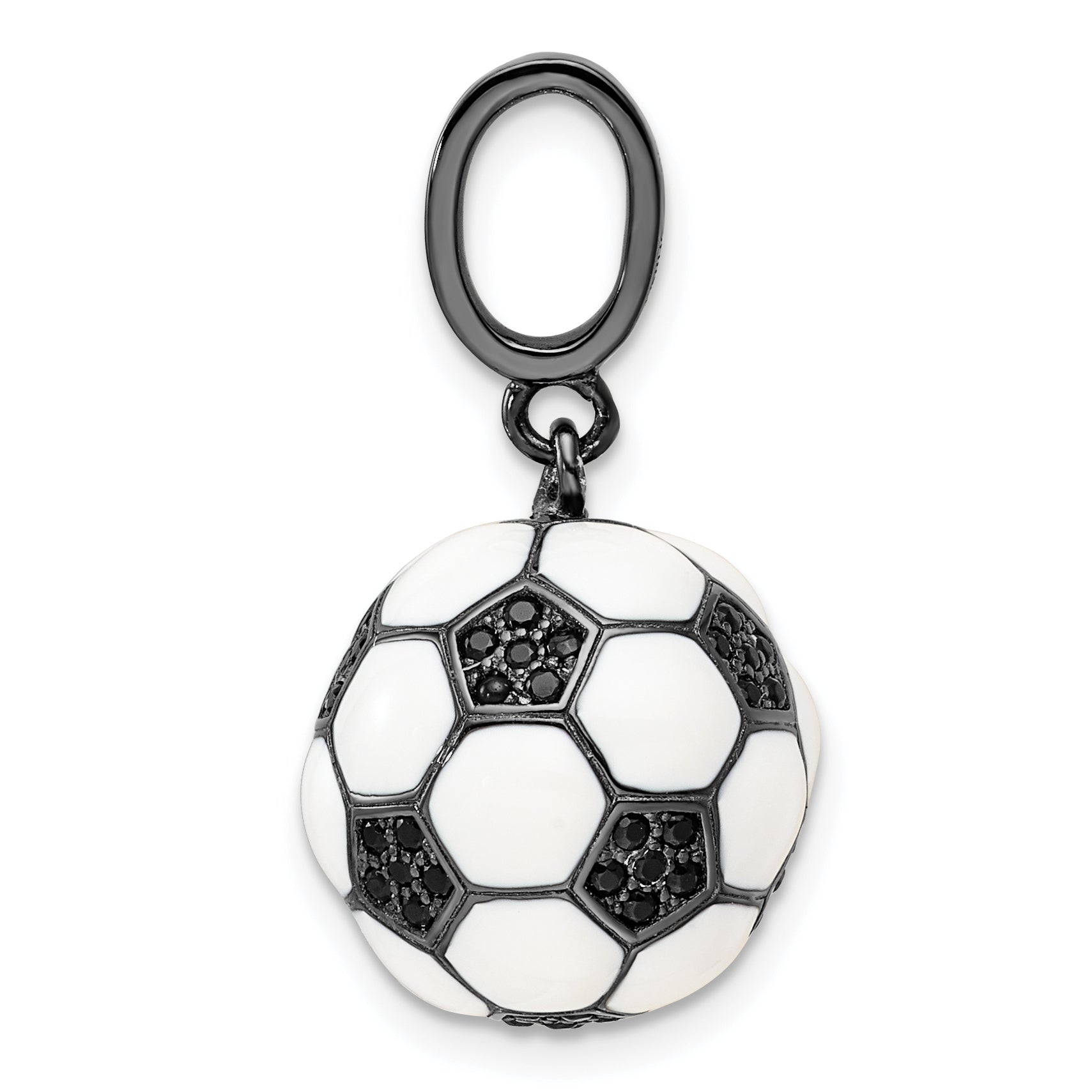 Sterling Silver 3D Soccer Ball Pendant with Black CZ Elegant Finish Secondary image