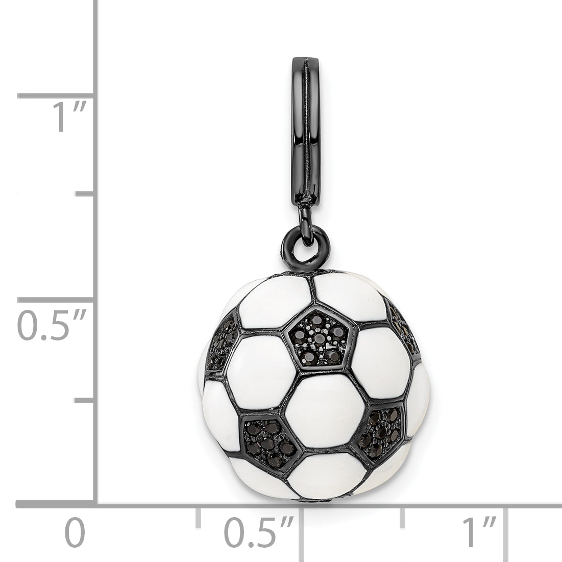 Sterling Silver 3D Soccer Ball Pendant with Black CZ Elegant Finish