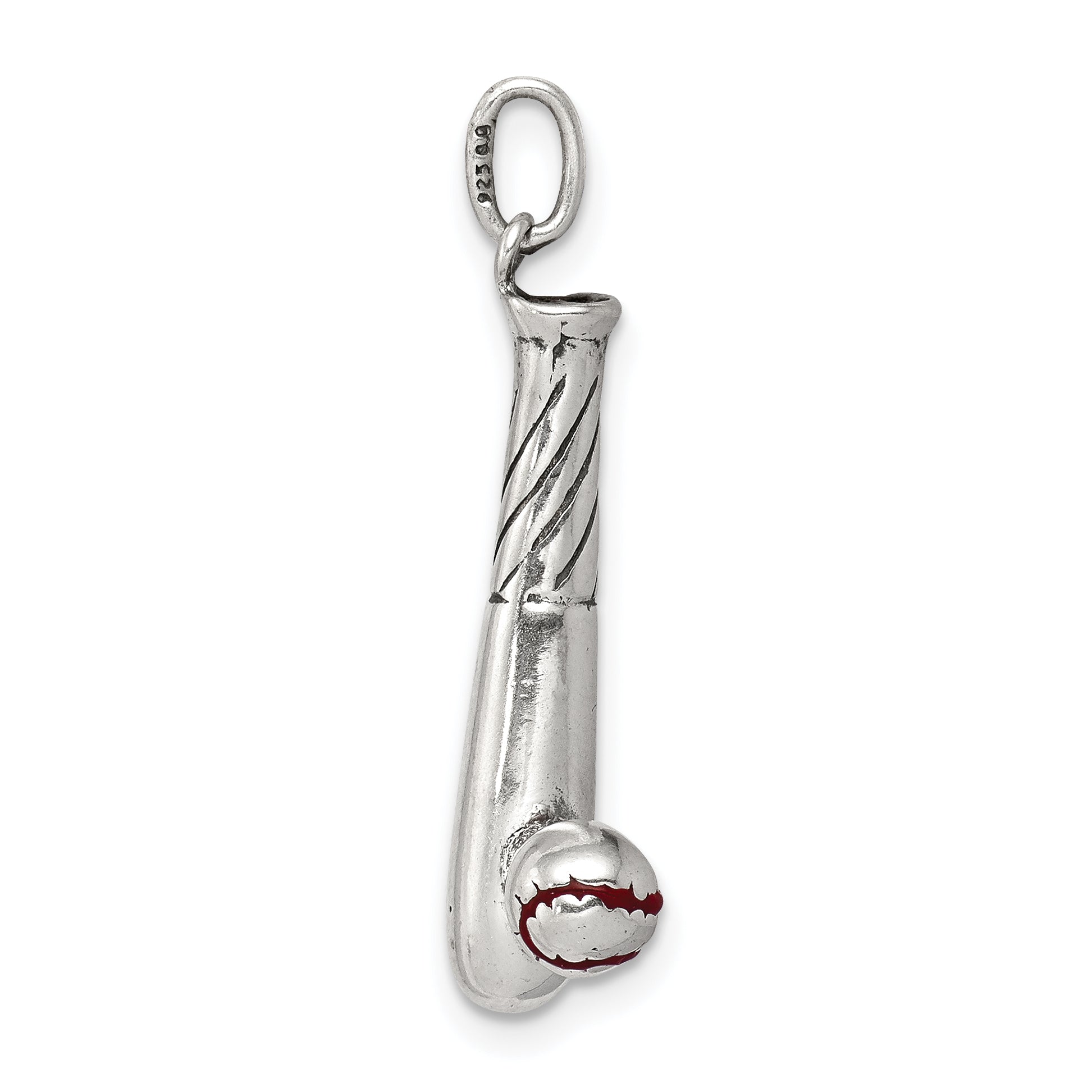 Sophia Jewelers Men's Sterling Silver Enamel Bat and Ball Charm Secondary image