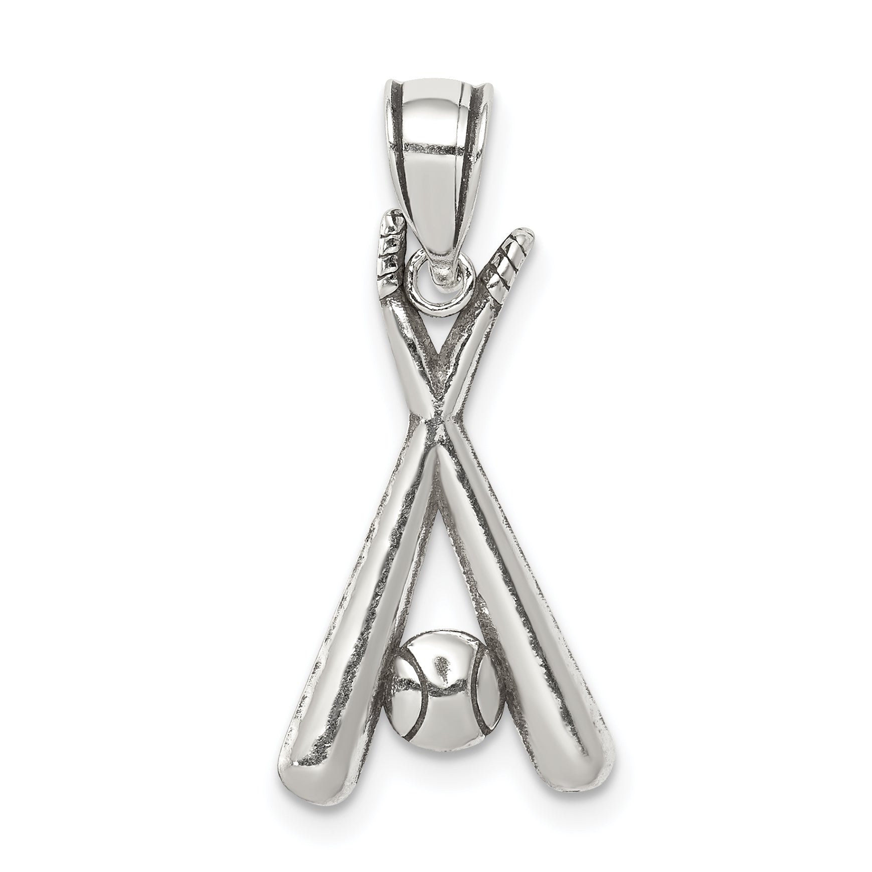 Sterling Silver Antiqued Bats and Baseball Pendant Main image